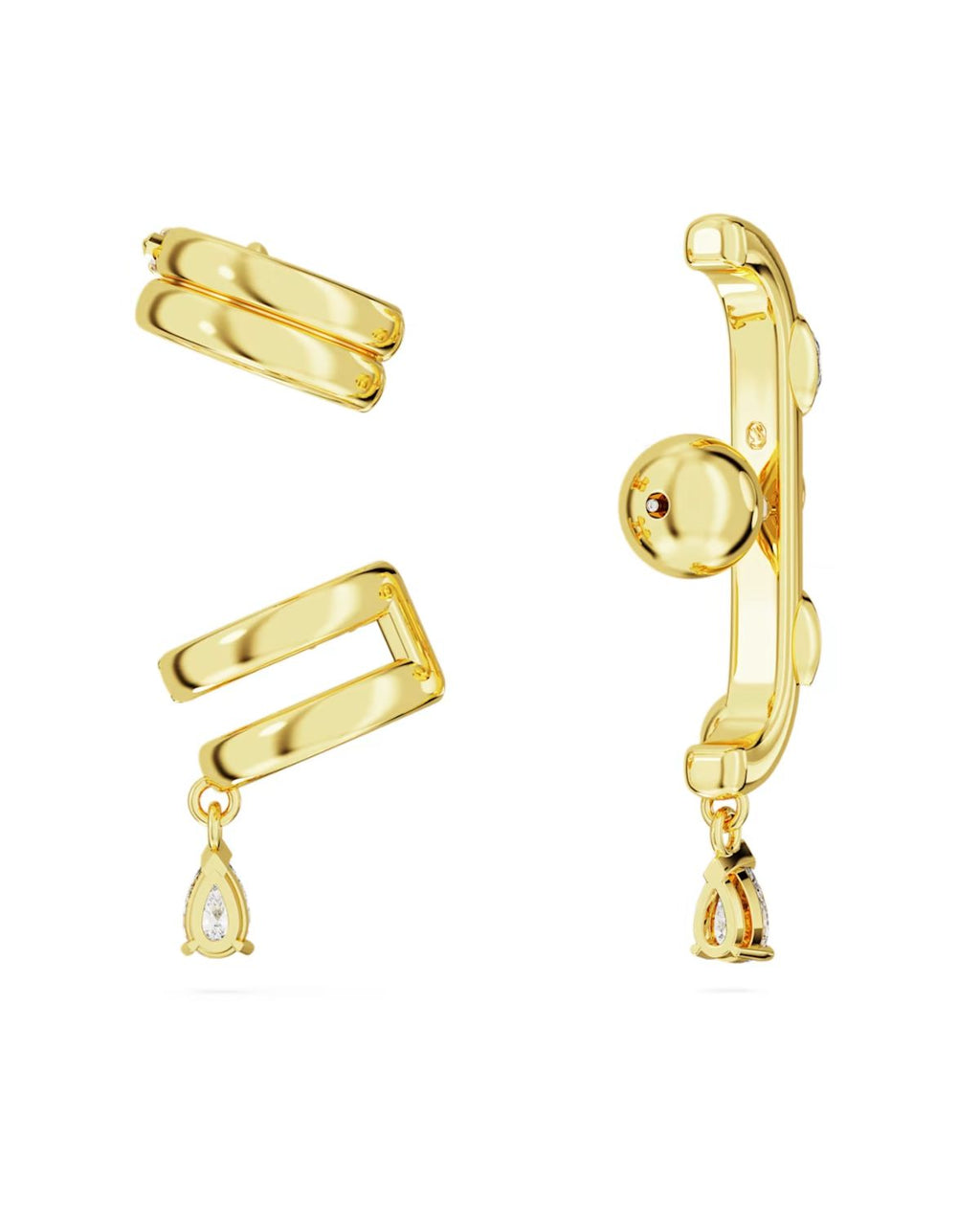 Dextera Gold Tone Mixed Cut Crystal Ear Cuff Set (3), 5663334