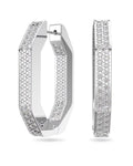 Dextera hoop earrings Octagon shape, Medium, White, Rhodium plated 5618308