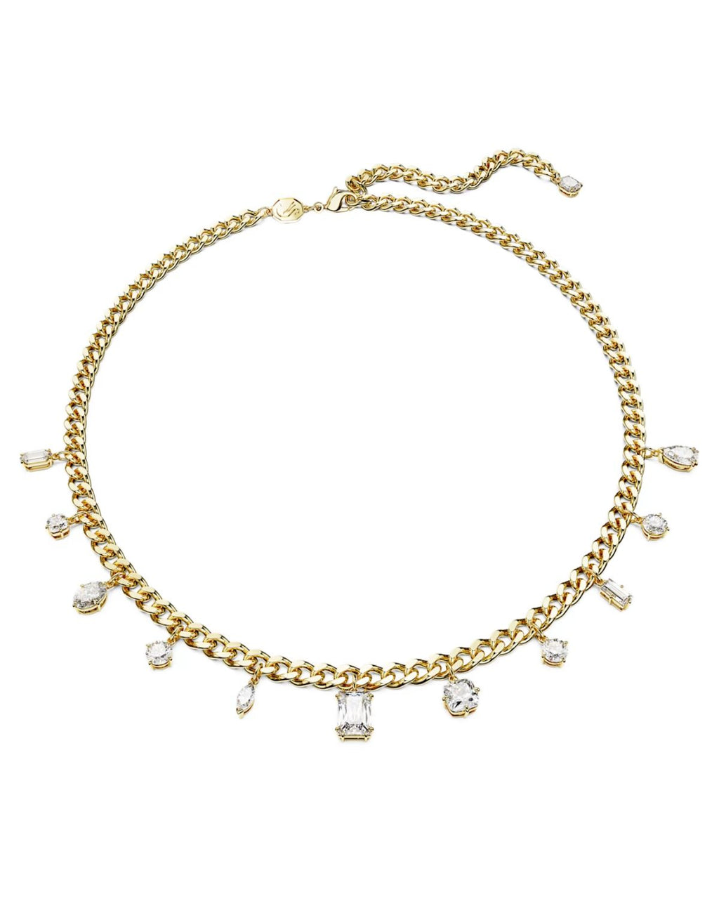 Dextera Drop Mixed Cuts Necklace, White and Gold Tone Plated 5663338