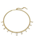Dextera Drop Mixed Cuts Necklace, White and Gold Tone Plated 5663338