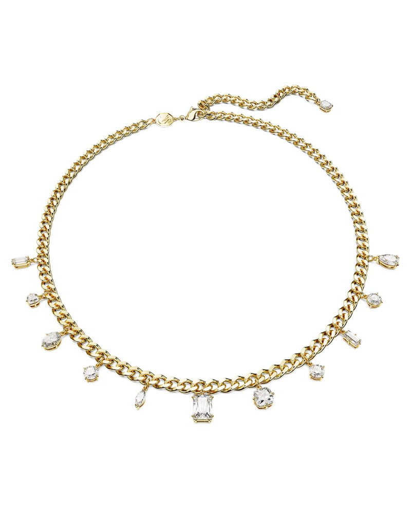 Dextera necklace, Mixed cuts, White, Gold-tone plated