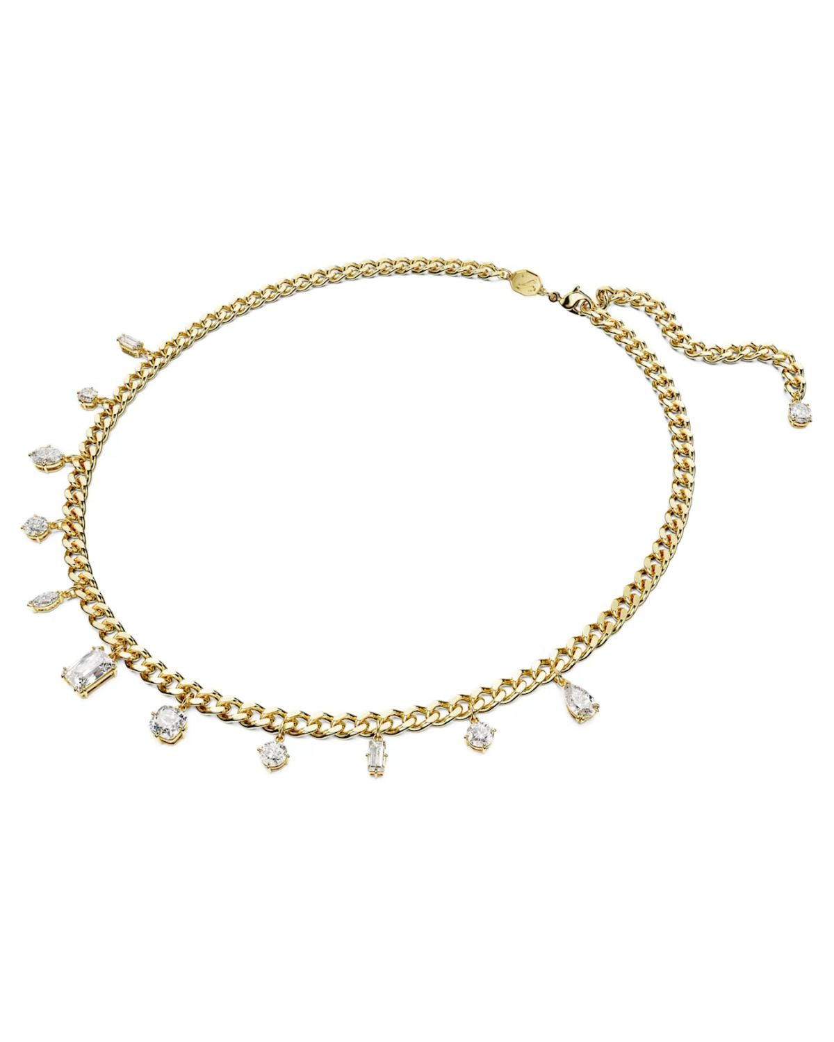 Dextera Drop Mixed Cuts Necklace, White and Gold Tone Plated 5663338