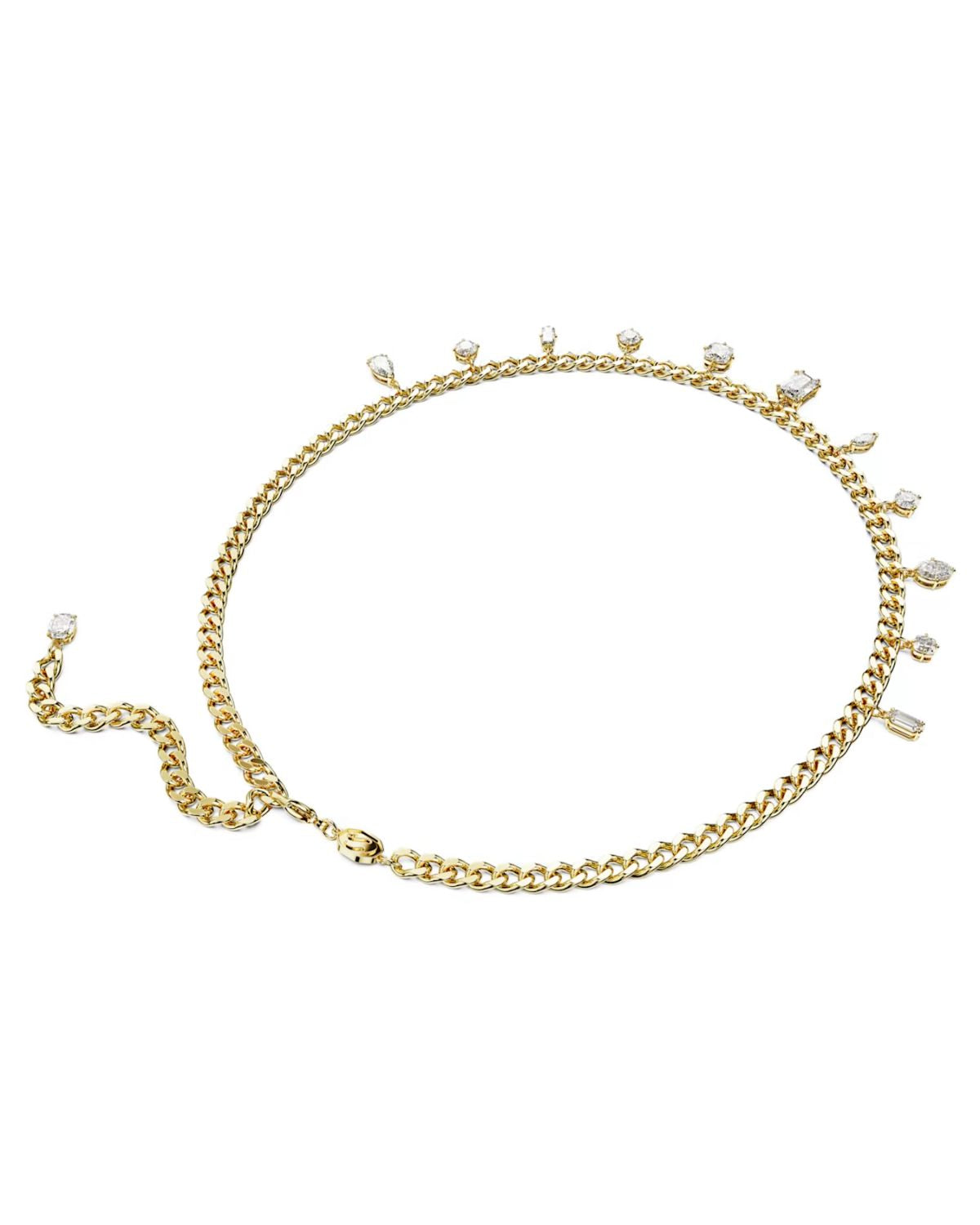 Dextera Drop Mixed Cuts Necklace, White and Gold Tone Plated 5663338