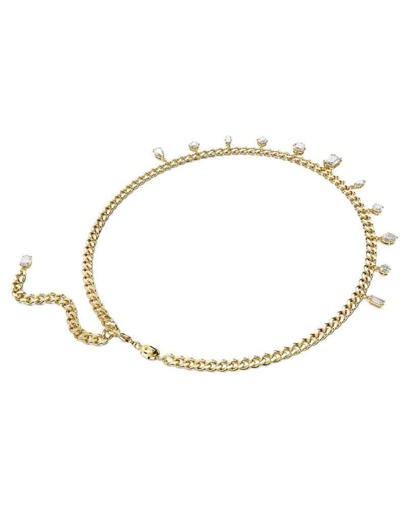 Dextera necklace, Mixed cuts, White, Gold-tone plated