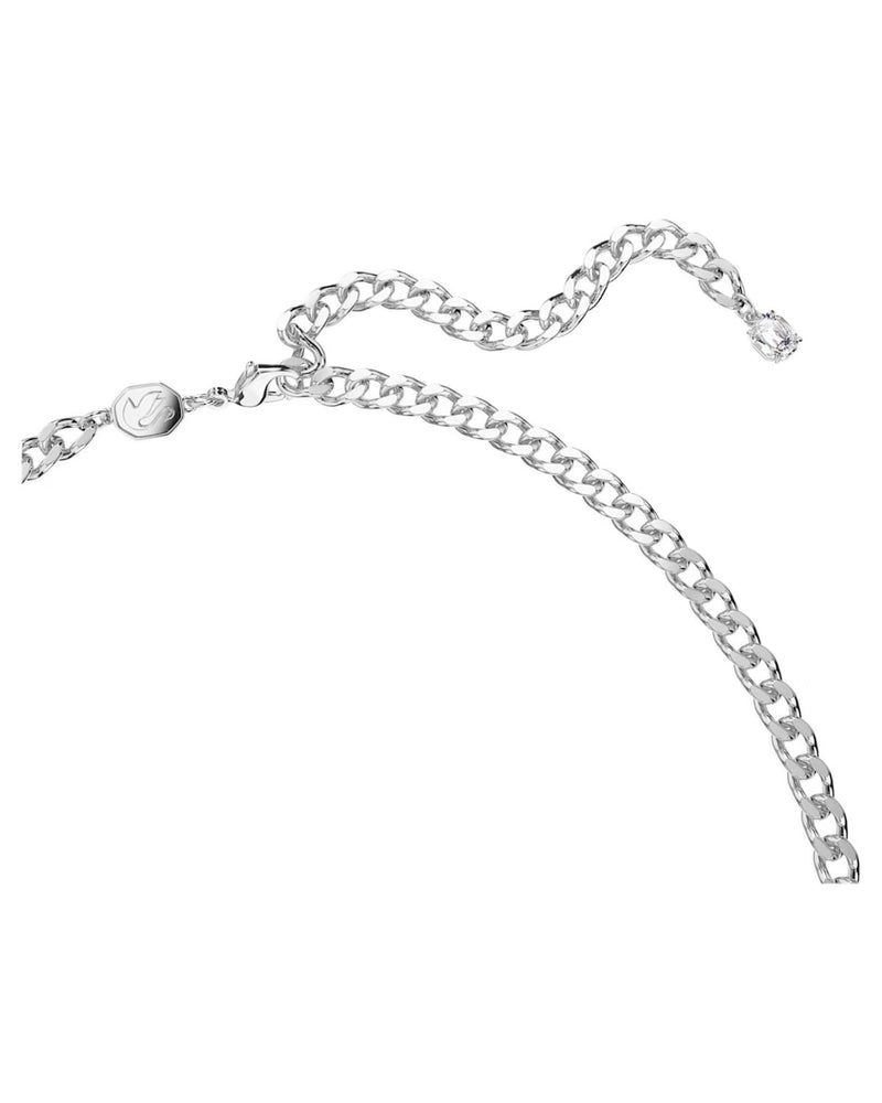 Dextera necklace, Mixed cuts, White, Rhodium plated