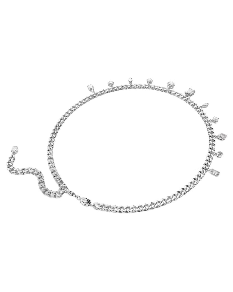 Dextera necklace, Mixed cuts, White, Rhodium plated