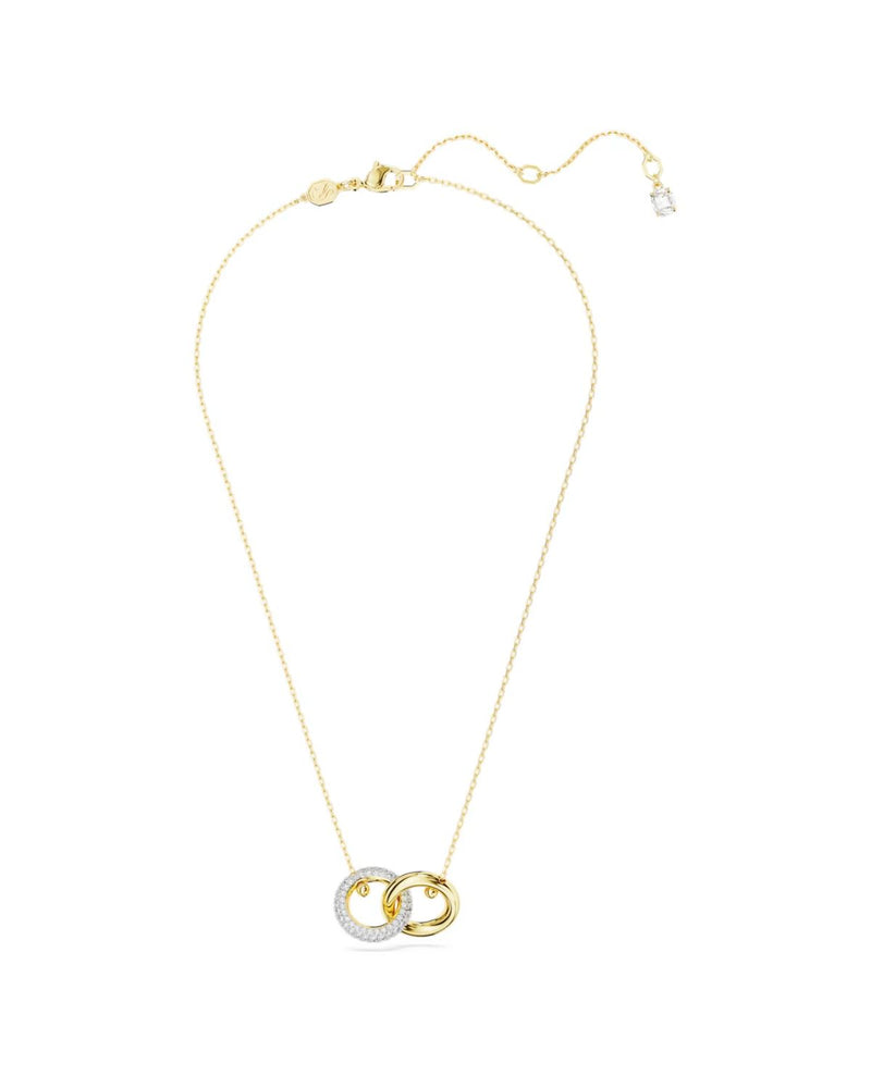 Dextera pendant, Interlocking loop, White, Gold-tone plated