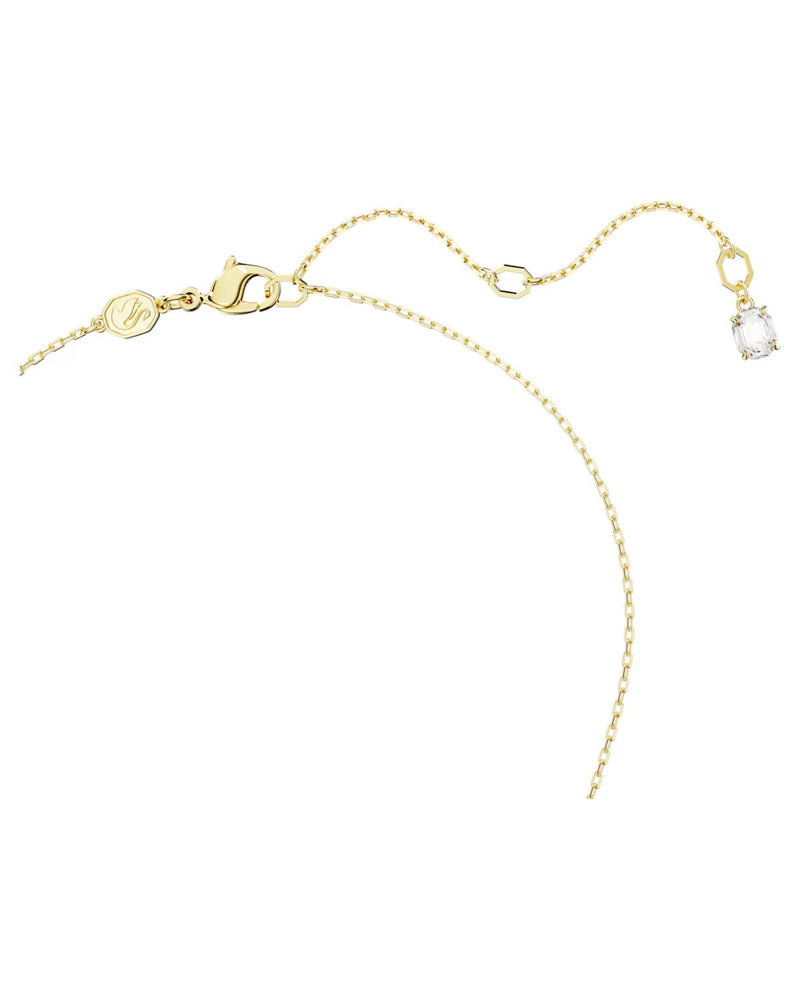 Dextera pendant, Interlocking loop, White, Gold-tone plated