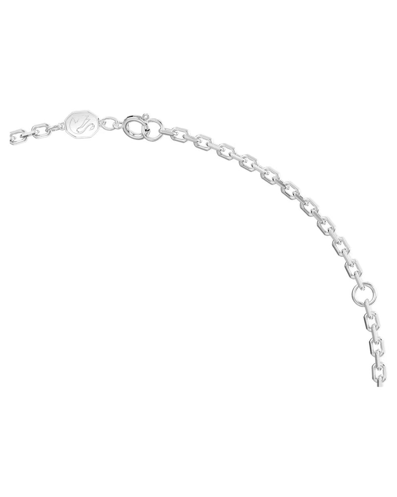 Dextera pendant, Octagon shape, Medium, White, Rhodium plated