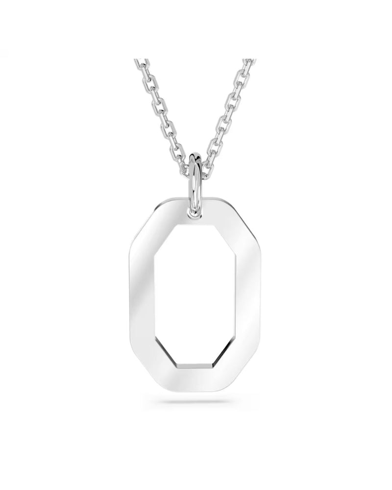 Dextera pendant, Octagon shape, Medium, White, Rhodium plated