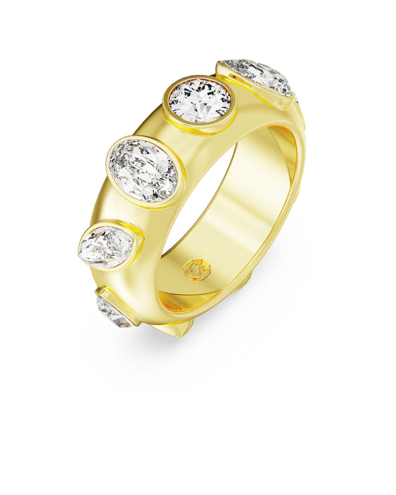 Dextera ring, Mixed cuts, White, Gold-tone plated