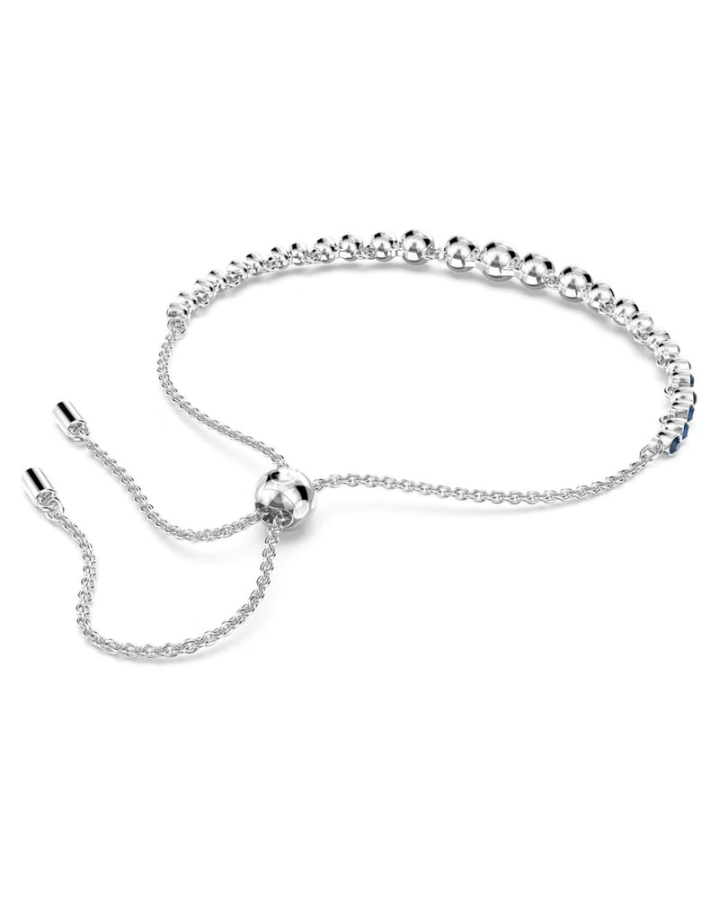 Emily bracelet, Mixed round cuts, Blue, Rhodium plated