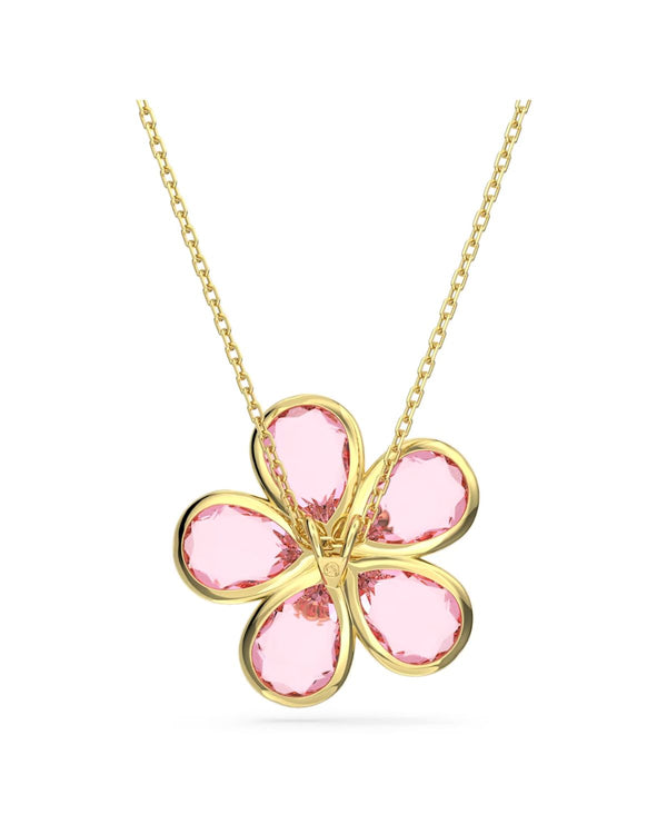 Florere pendant, Flower, Small, Pink, Gold-tone plated