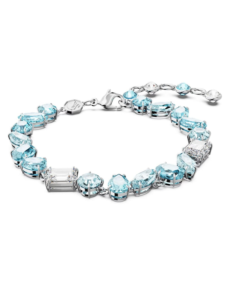 Gema bracelet, Mixed cuts, Blue, Rhodium plated