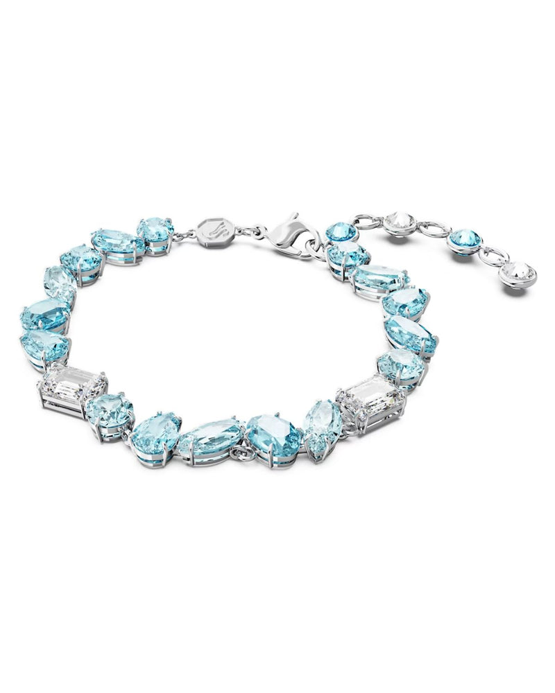 Gema bracelet, Mixed cuts, Blue, Rhodium plated