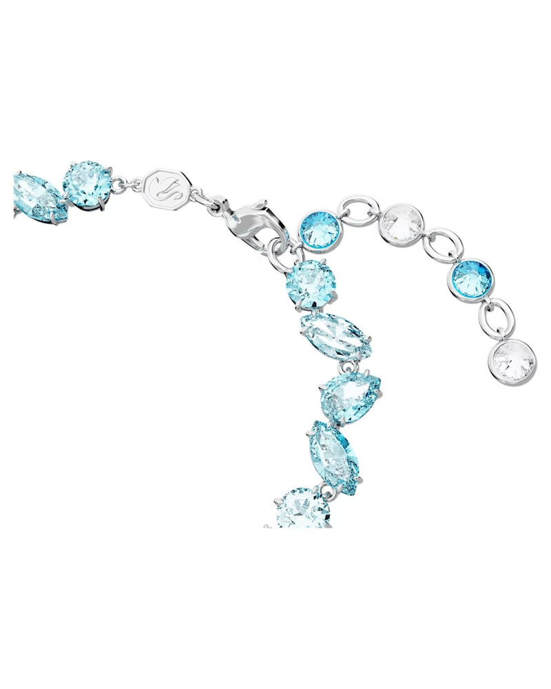 Gema bracelet, Mixed cuts, Blue, Rhodium plated