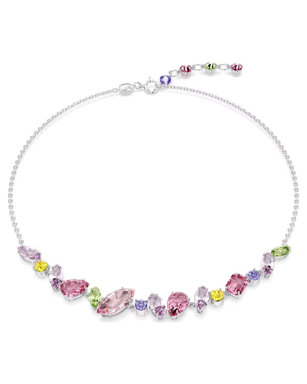 Gema necklace, Mixed cuts, Multicolored, Rhodium plated