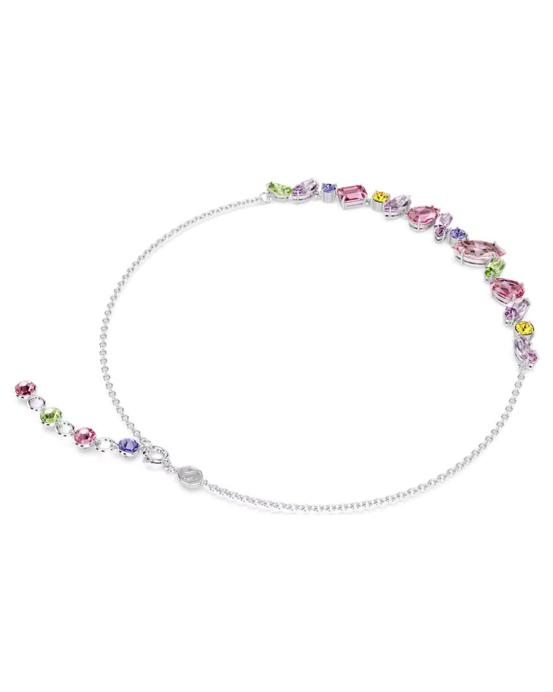 Gema necklace, Mixed cuts, Multicolored, Rhodium plated