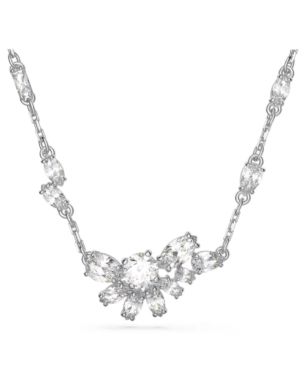 Gema Flower Necklace - White with Rhodium Plating 5644683