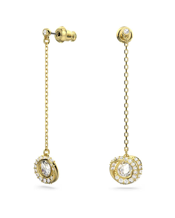 Generation drop earrings, Long, White, Gold-tone plated