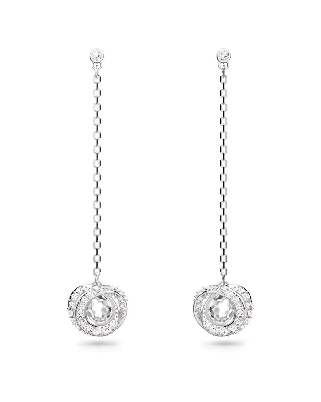 RL Generation drop earrings Long, White, Rhodium plated 5636515