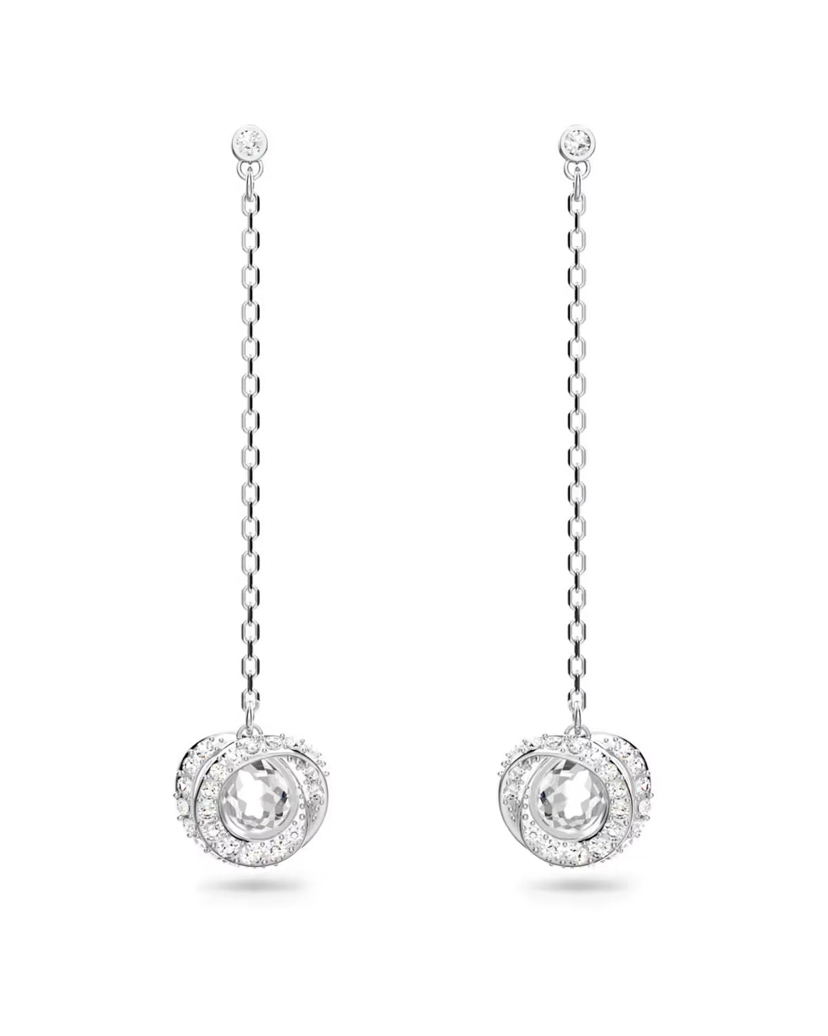 RL Generation drop earrings Long, White, Rhodium plated 5636515