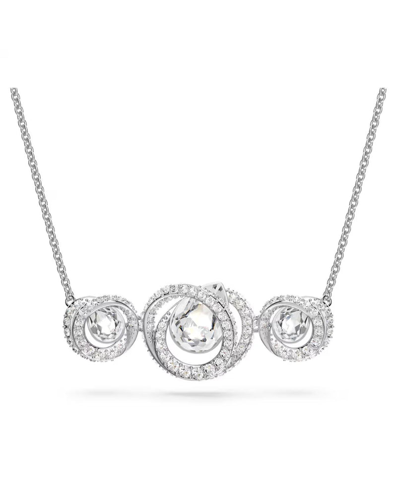 Generation necklace, White, Rhodium plated