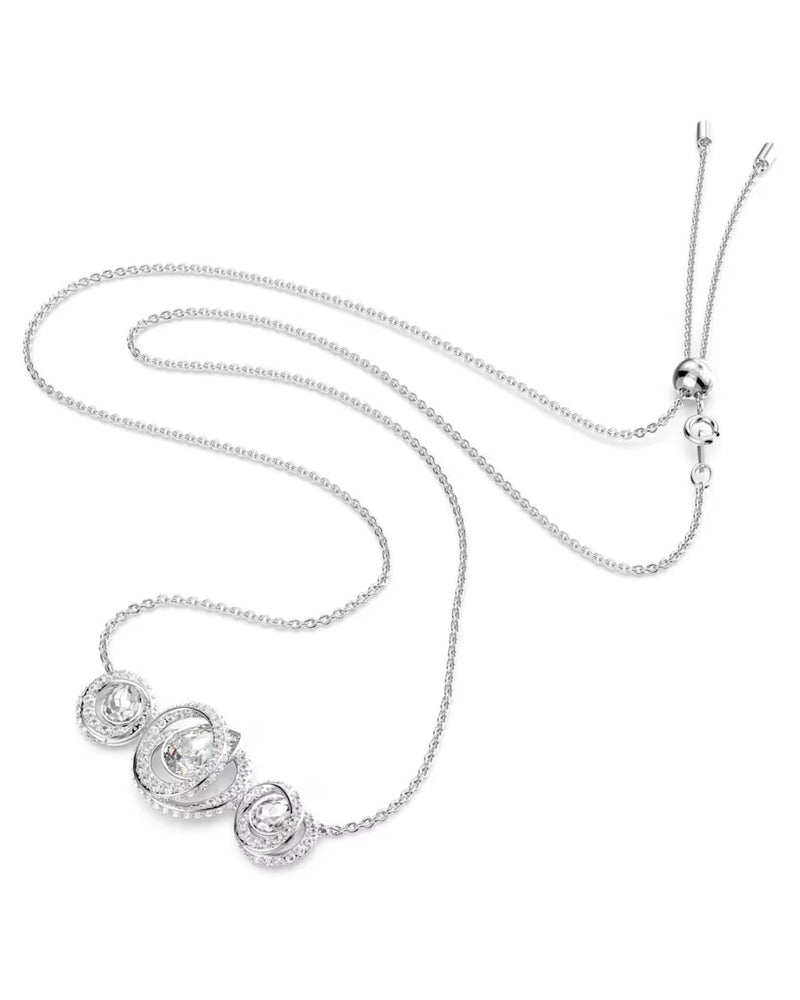 Generation necklace, White, Rhodium plated