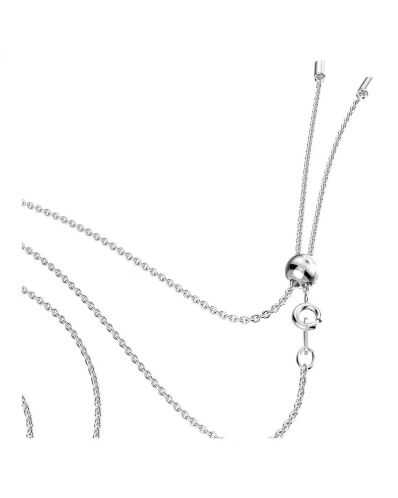 Generation necklace, White, Rhodium plated