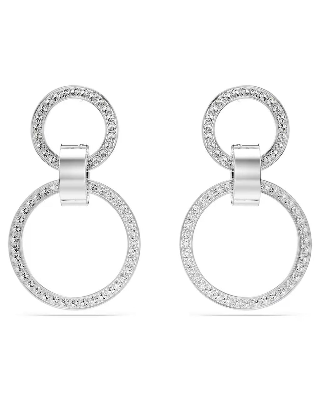 RL Hollow hoop earrings White, Rhodium plated 5636503