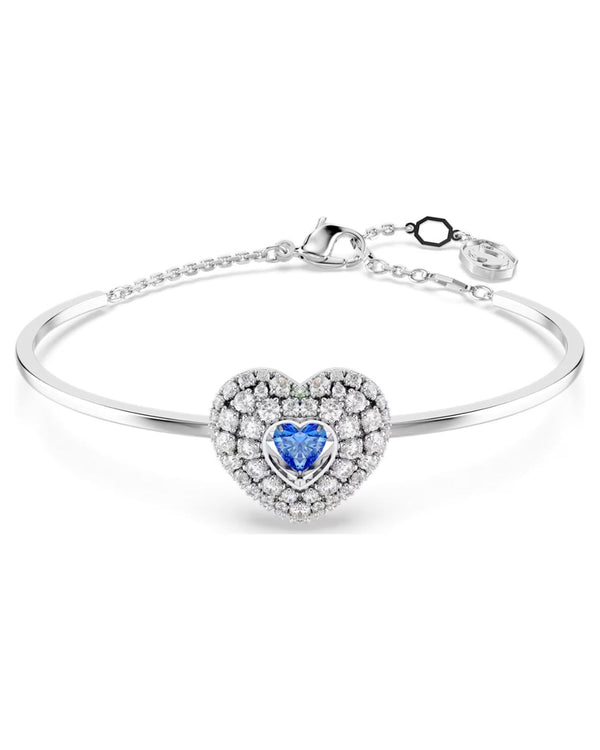 Hyperbola bangle, Heart, Blue, Rhodium plated