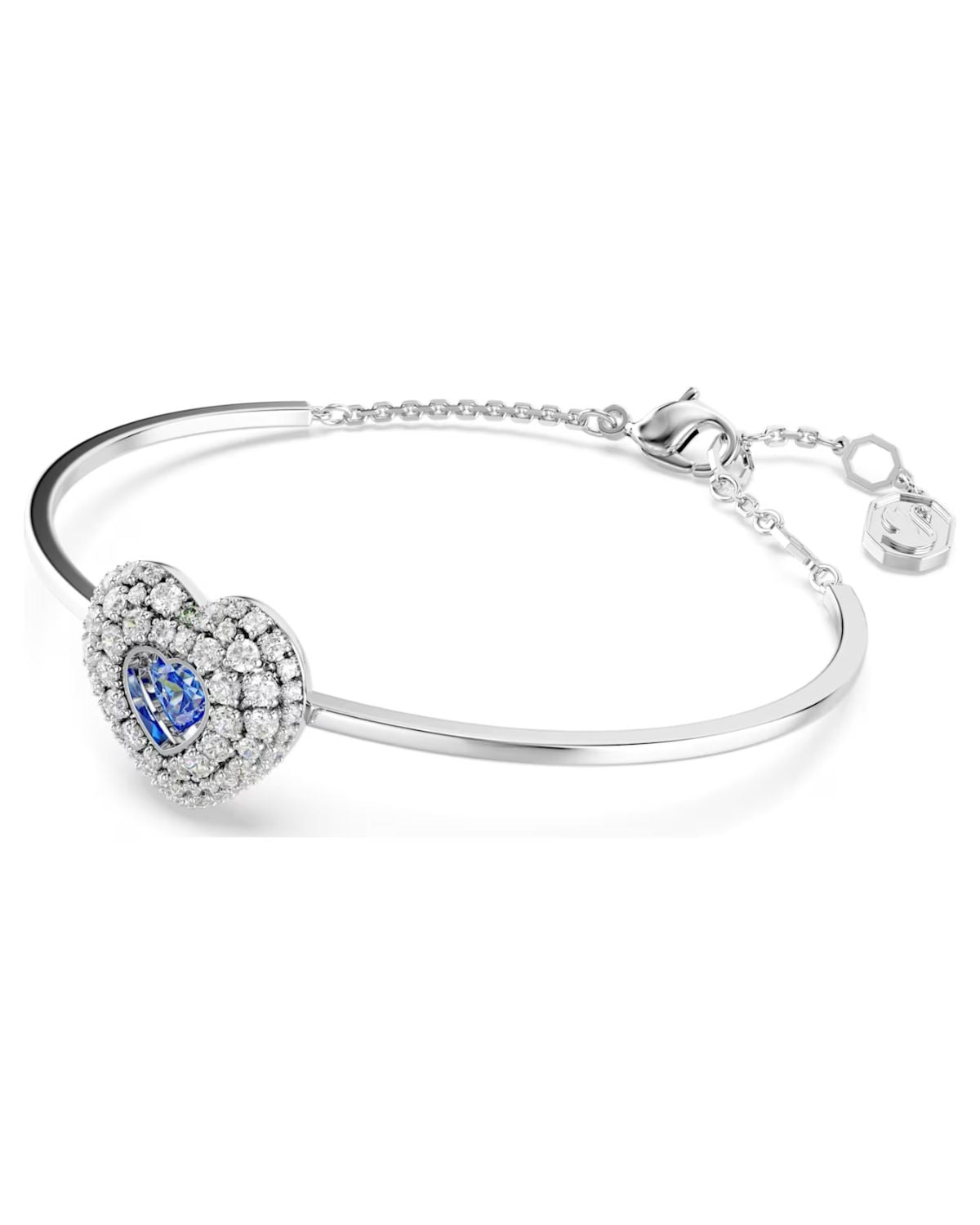 Hyperbola bangle Heart, Blue, Rhodium plated 5680393