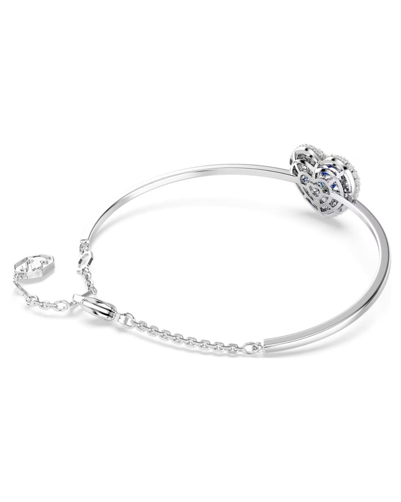 Hyperbola bangle, Heart, Blue, Rhodium plated