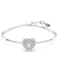 Hyperbola bangle Heart, White, Rhodium plated 5684385