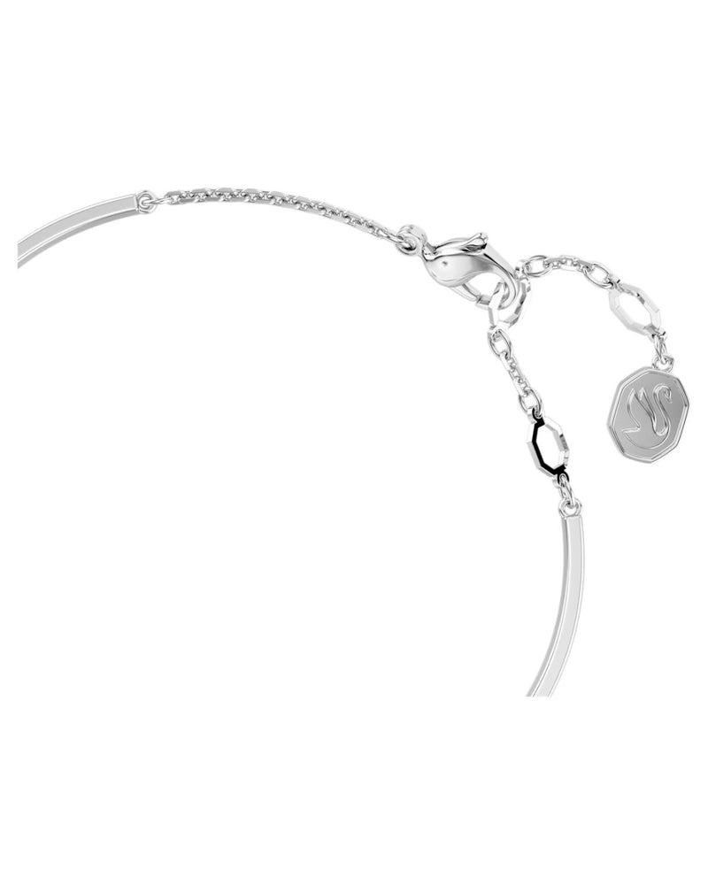 Hyperbola bangle, Heart, White, Rhodium plated