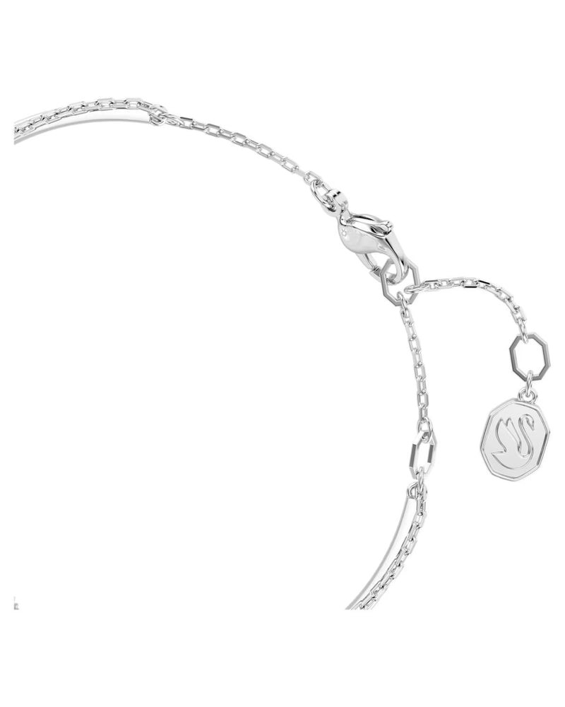 Hyperbola bangle, Infinity, White, Rhodium plated