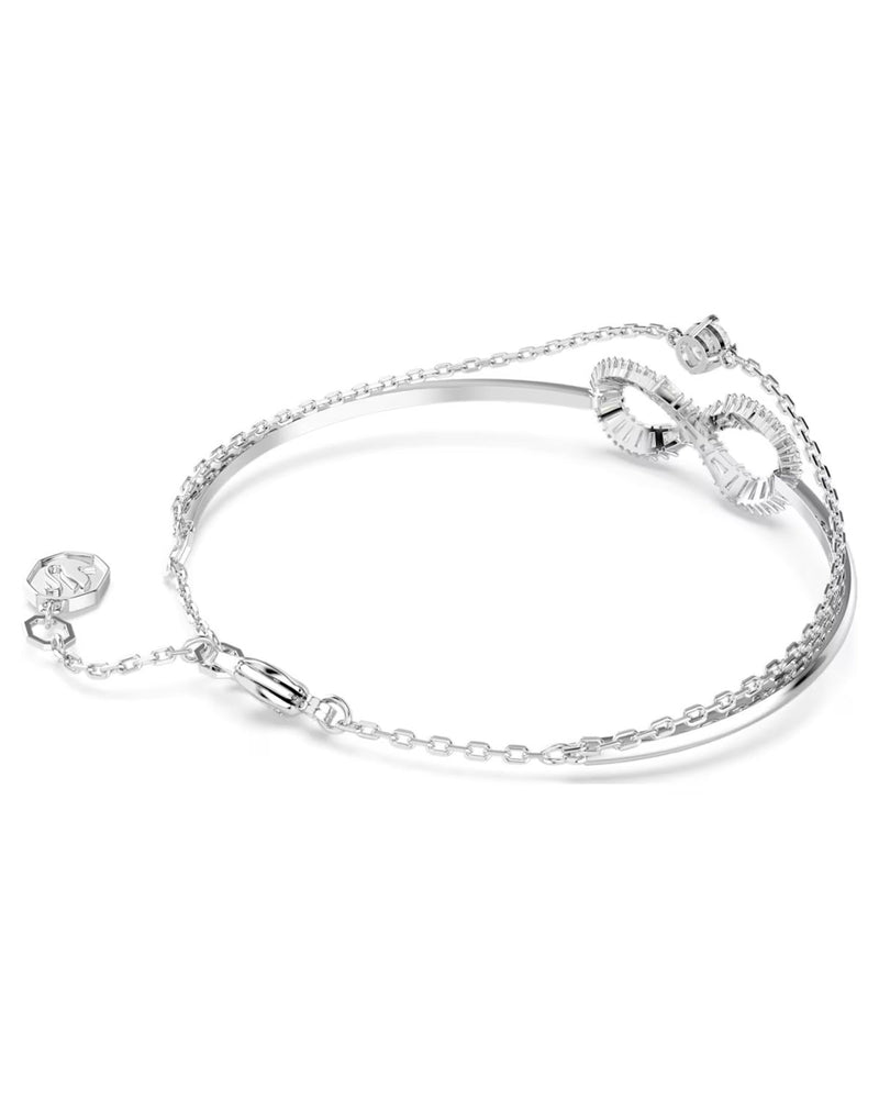 Hyperbola bangle, Infinity, White, Rhodium plated