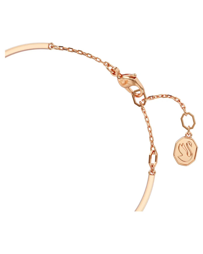 Hyperbola bangle, Infinity, White, Rose gold-tone plated