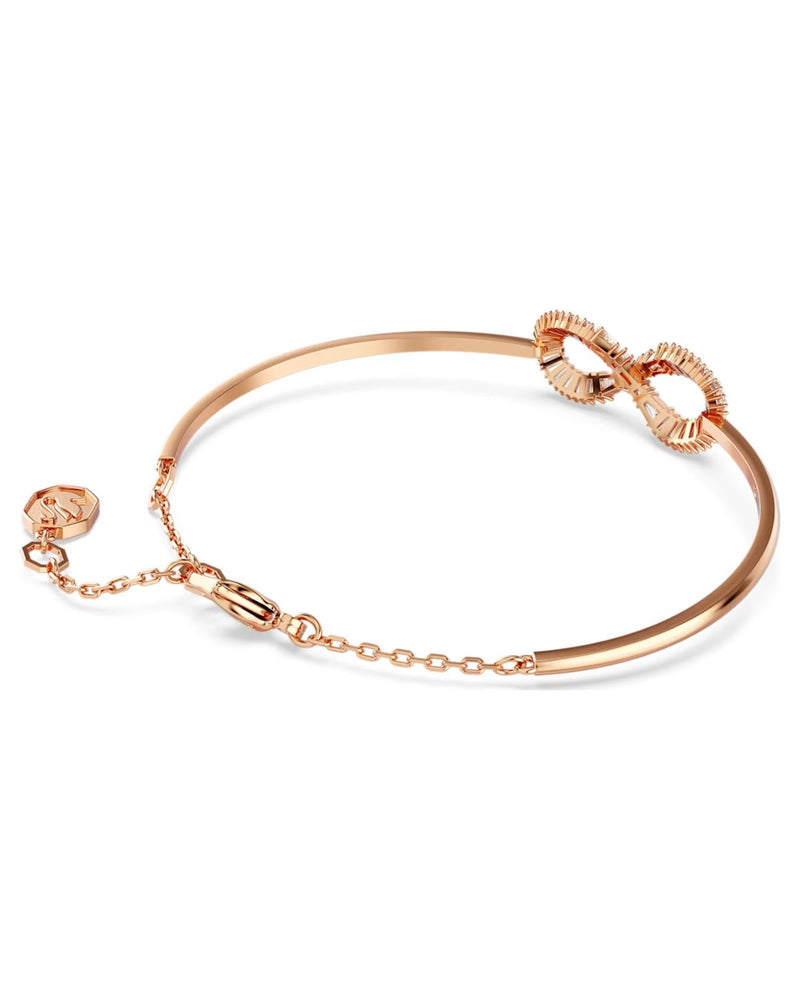 Hyperbola bangle, Infinity, White, Rose gold-tone plated