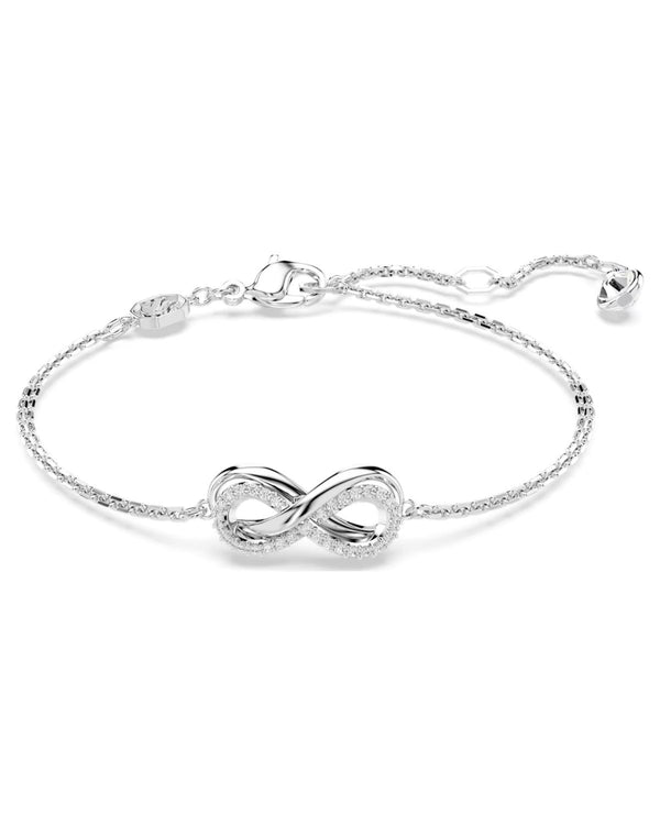 Hyperbola bracelet, Infinity, White, Rhodium plated