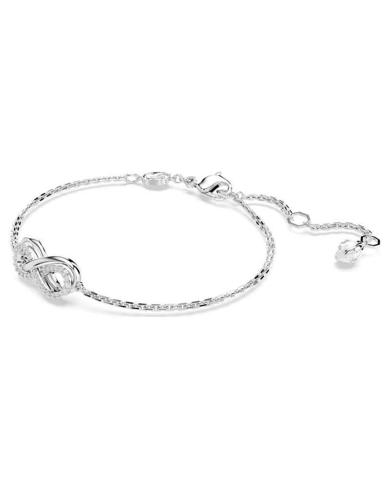 Hyperbola bracelet, Infinity, White, Rhodium plated