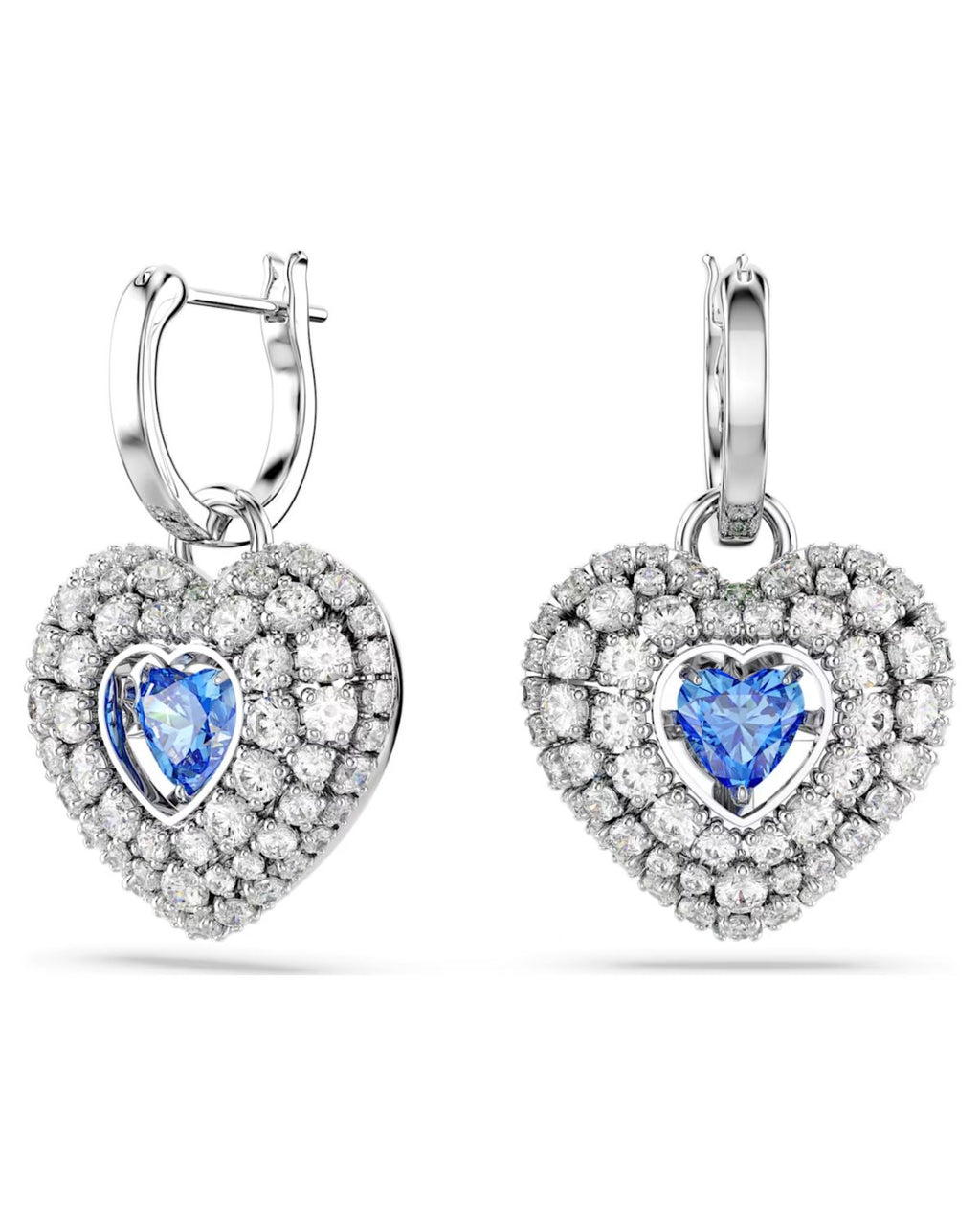 Hyperbola drop earrings Heart, Blue, Rhodium plated 5680392