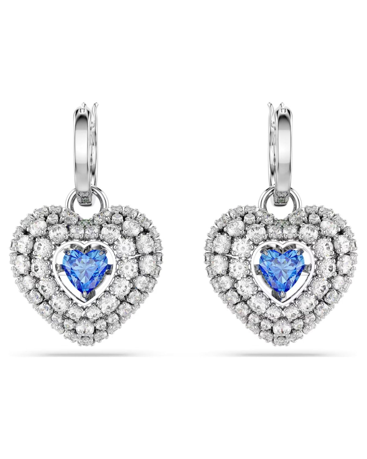 Hyperbola drop earrings Heart, Blue, Rhodium plated 5680392