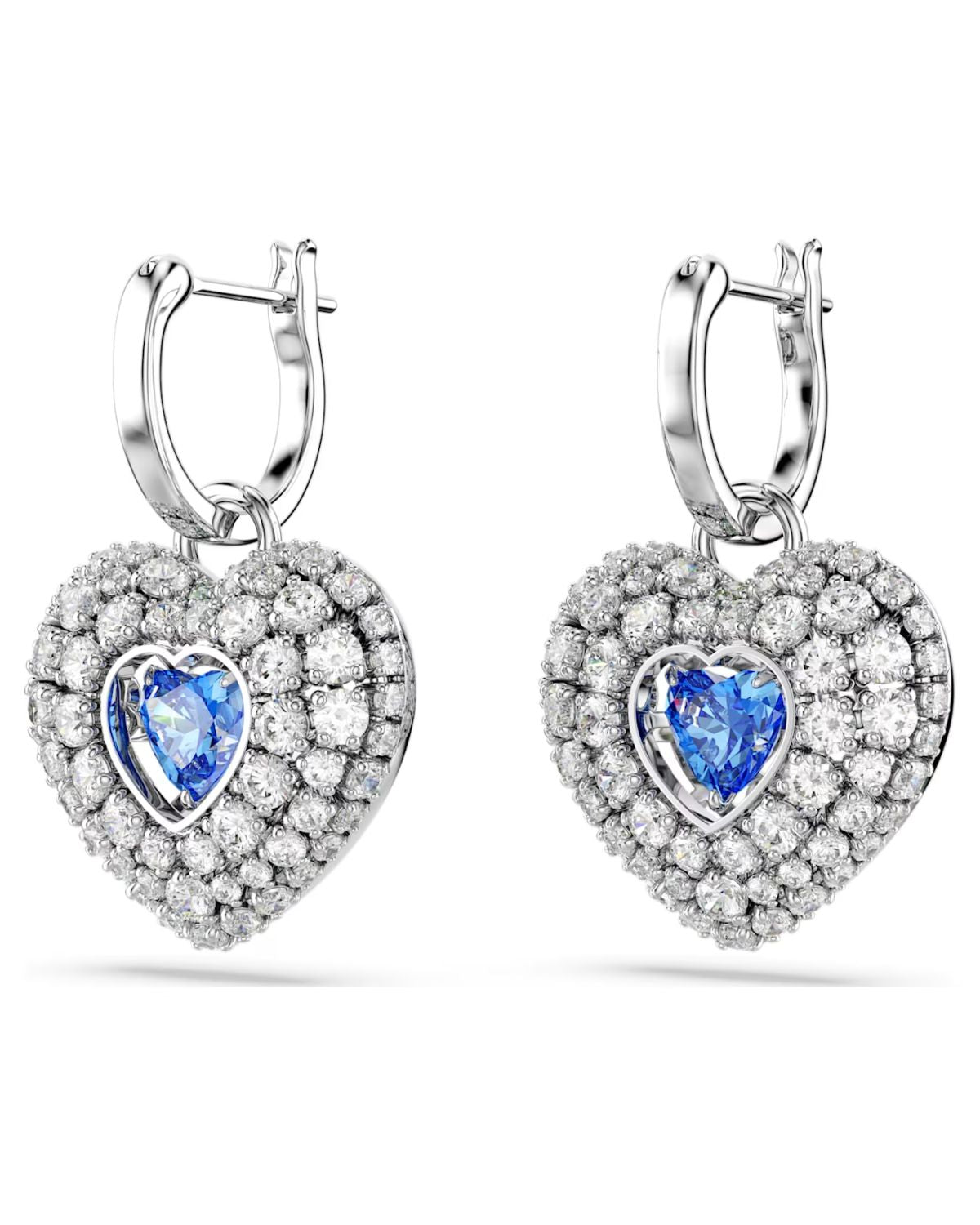 Hyperbola drop earrings Heart, Blue, Rhodium plated 5680392