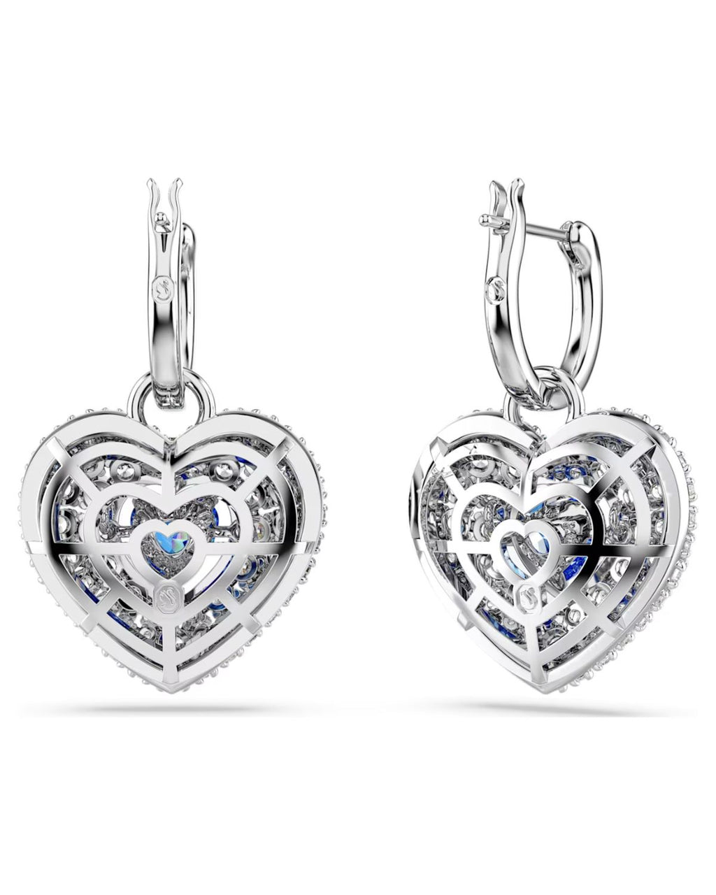 Hyperbola drop earrings Heart, Blue, Rhodium plated 5680392