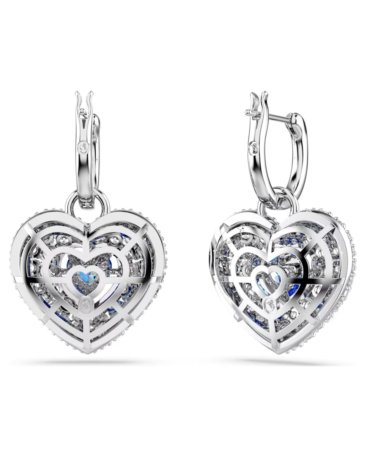Hyperbola drop earrings Heart, Blue, Rhodium plated 5680392