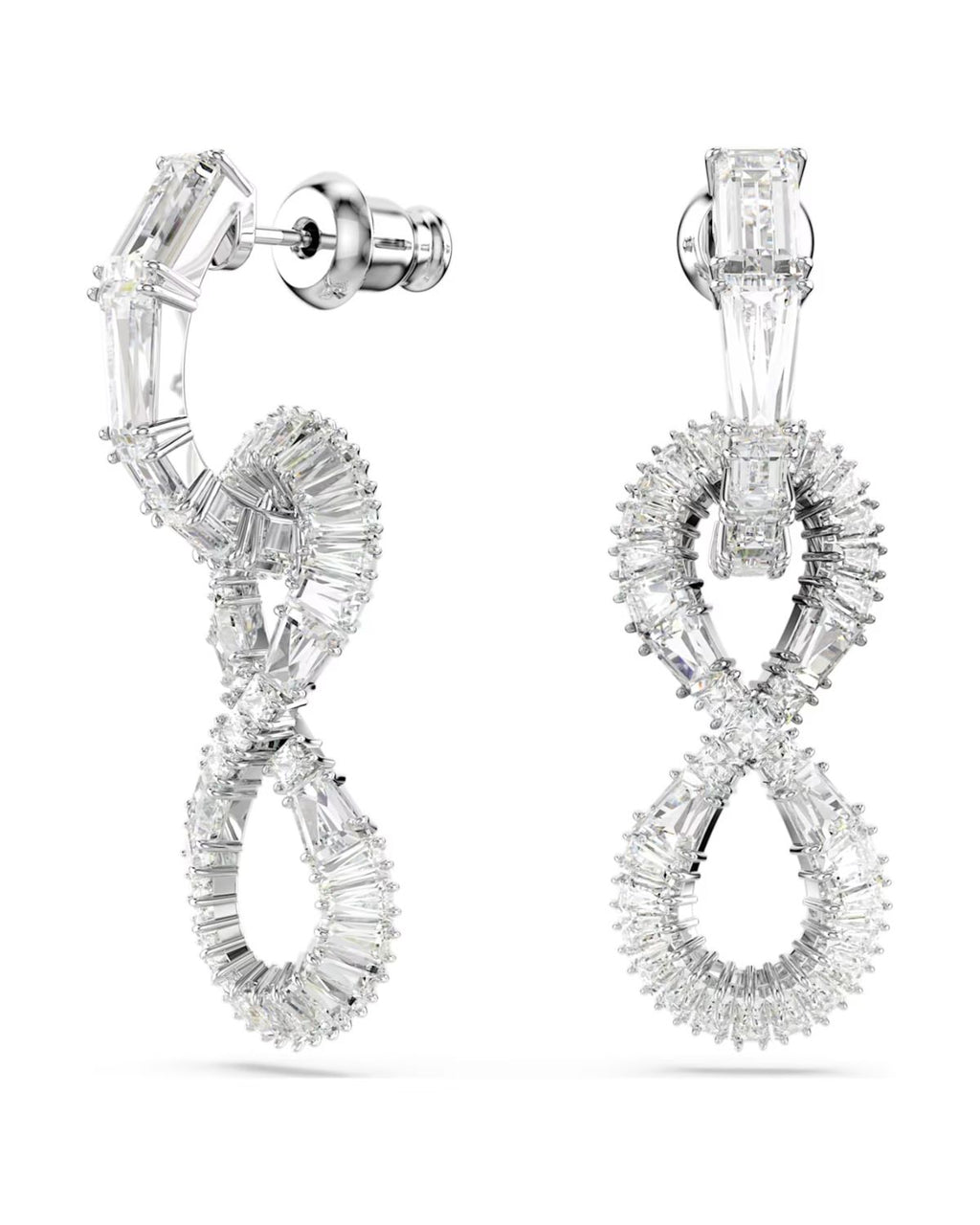 Hyperbola drop earrings Infinity, White, Rhodium plated 5679793