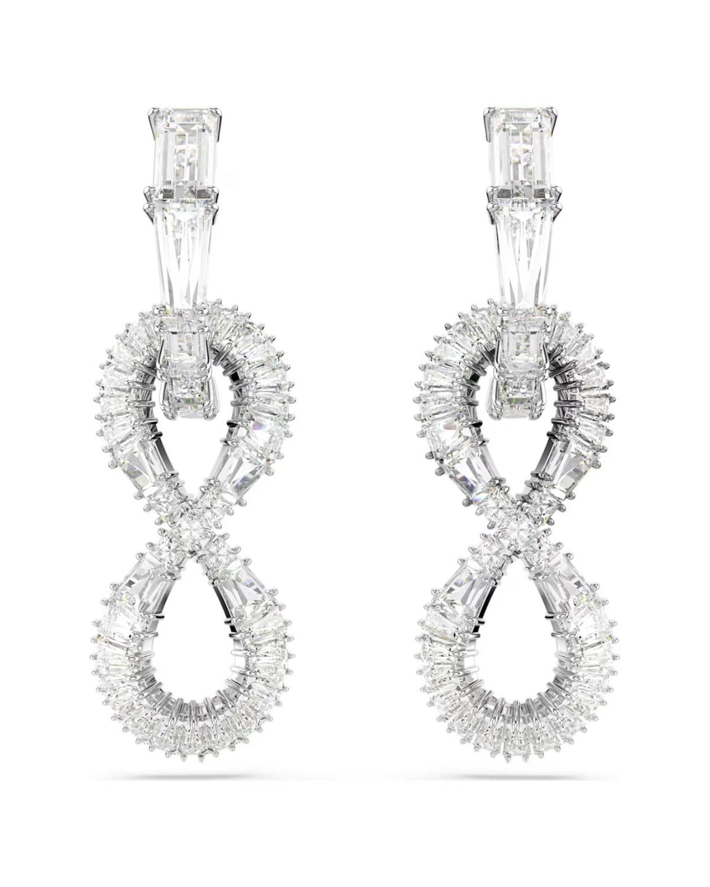 Hyperbola drop earrings Infinity, White, Rhodium plated 5679793