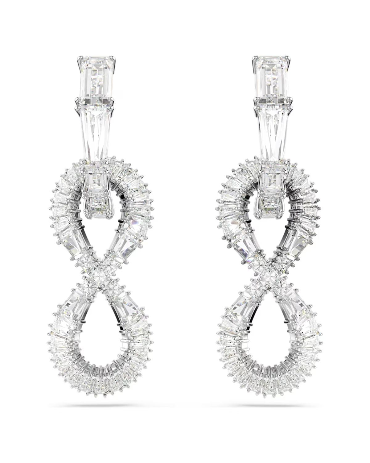 Hyperbola drop earrings Infinity, White, Rhodium plated 5679793