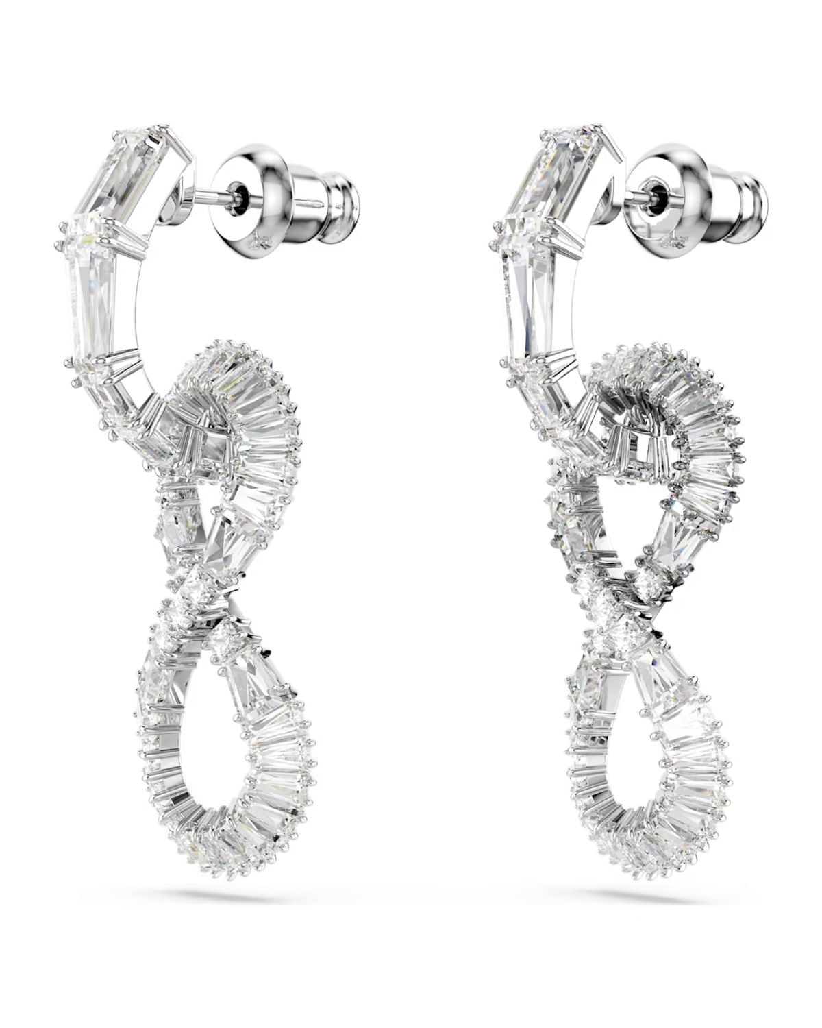 Hyperbola drop earrings Infinity, White, Rhodium plated 5679793